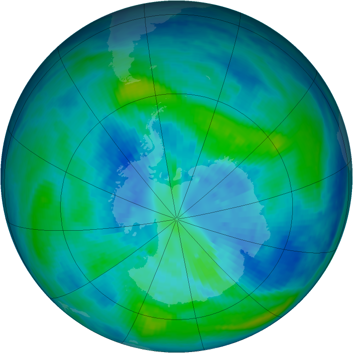 Antarctic ozone map for 01 April 1993